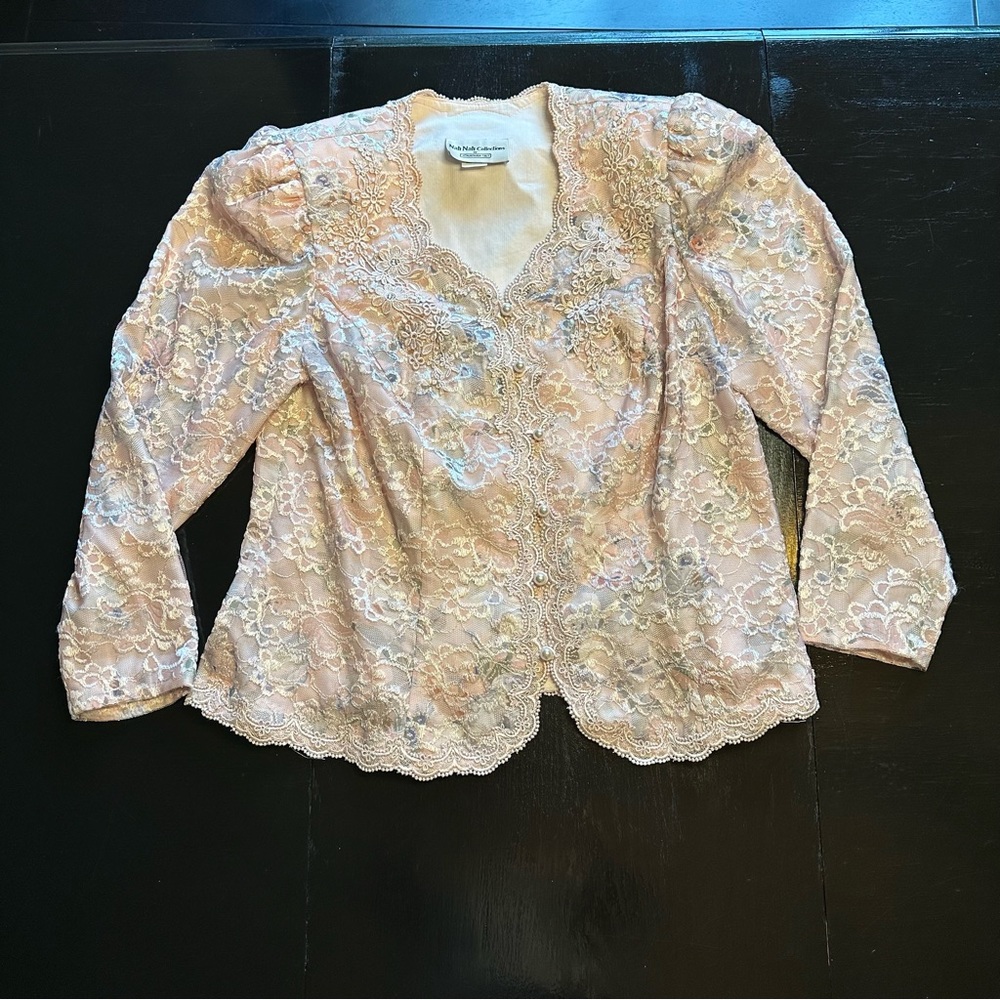 Vintage Nah Nah Size 16W Pink Knit Blazer Grandma Chic Embroidered Skirt Long